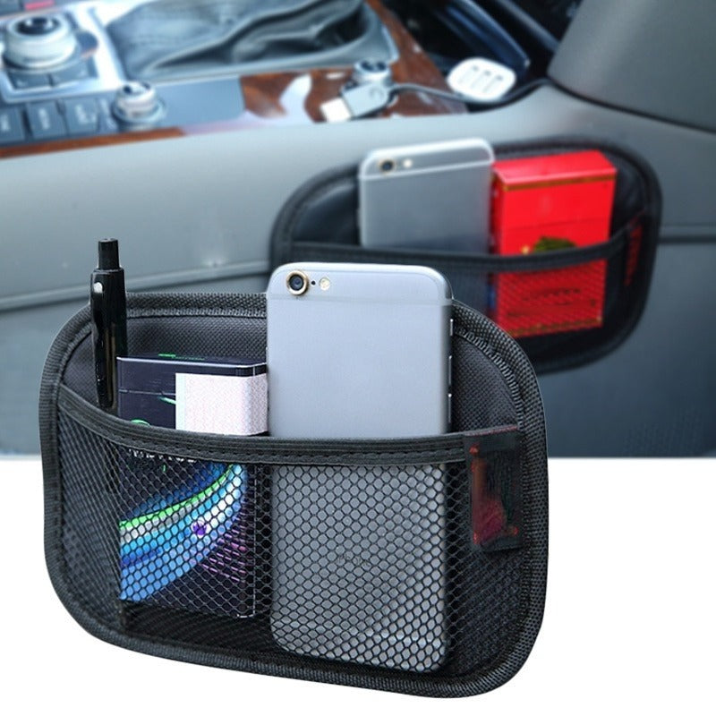 Car Storage Net Pocket PU Leather Mesh Bag Organizer