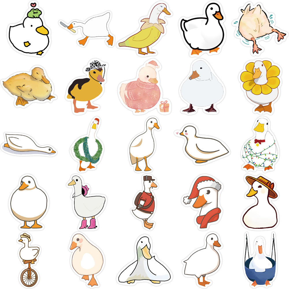 50pcs Cartoon Duck Doodle Stickers for DIY Halloween Fun