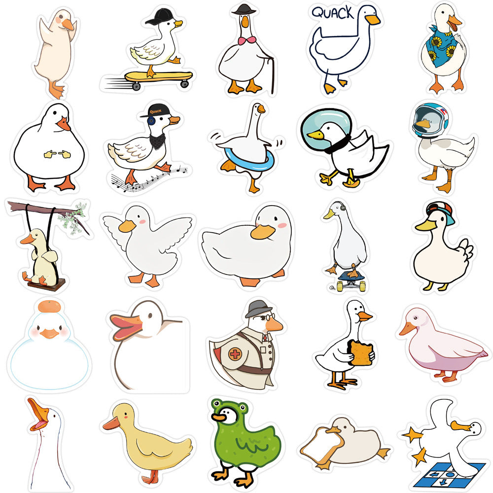 50pcs Cartoon Duck Doodle Stickers for DIY Halloween Fun