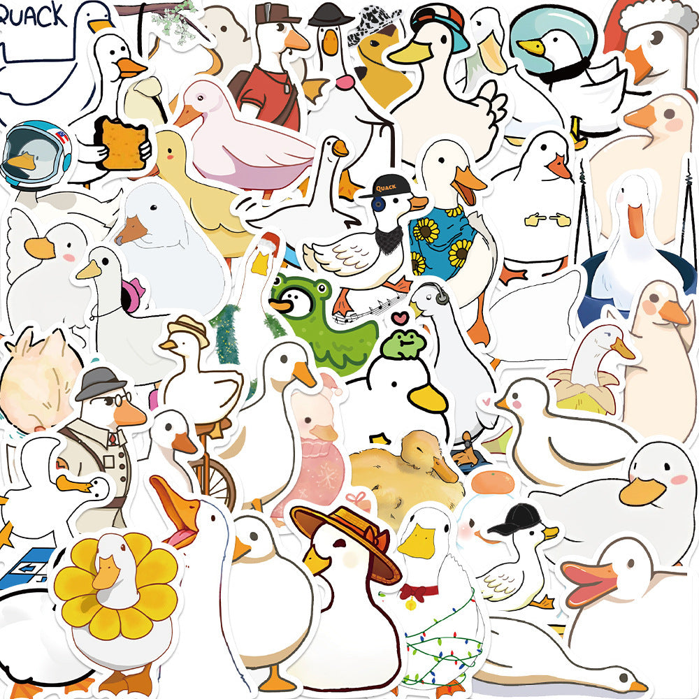 50pcs Cartoon Duck Doodle Stickers for DIY Halloween Fun