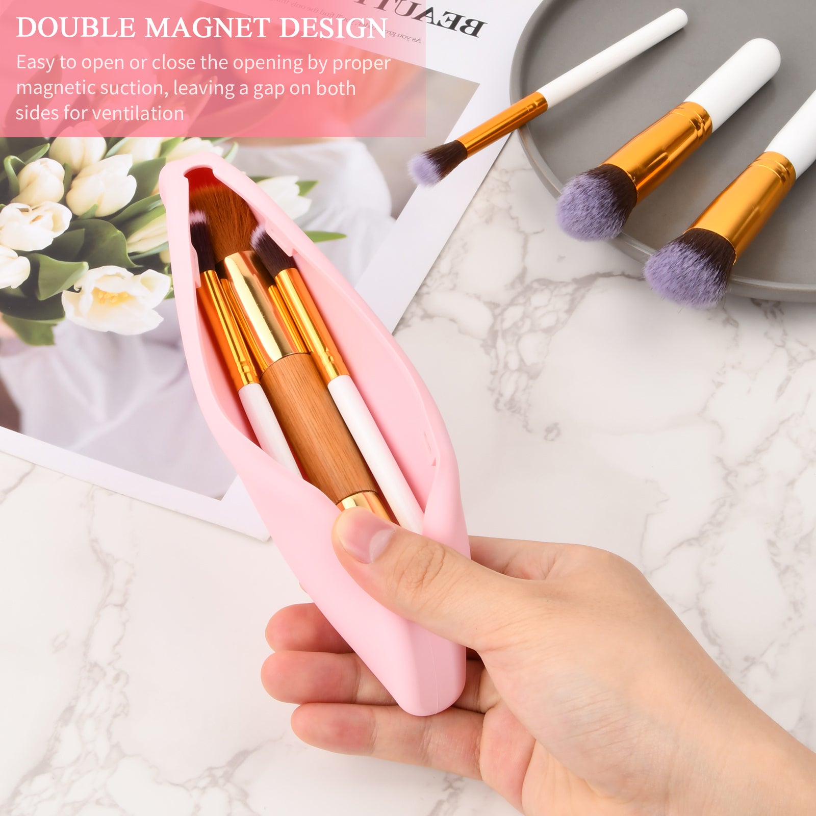 Travel Makeup Brush Holder Silicone Cosmetic Brush Bag