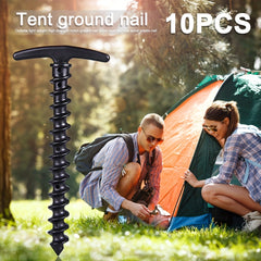 10 Pack Camping Tent Stakes Ground Nails Screw Pegs Hiking Accessories