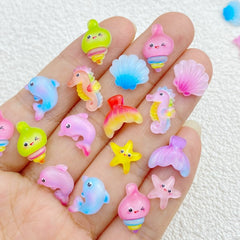 10pcs Cute Resin Mini Starfish Dolphin Shell Flat Back DIY Craft Accessories