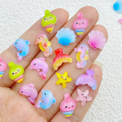 10pcs Cute Resin Mini Starfish Dolphin Shell Flat Back DIY Craft Accessories