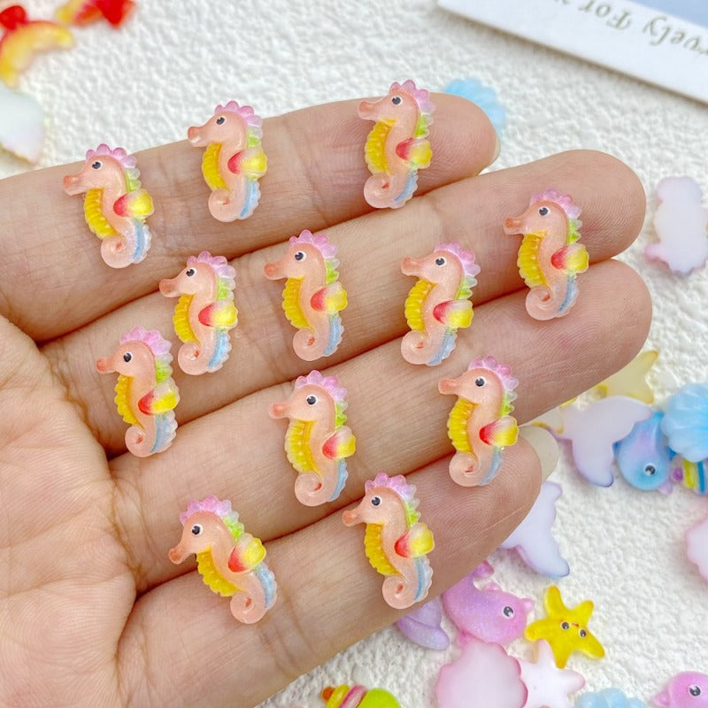 10pcs Cute Resin Mini Starfish Dolphin Shell Flat Back DIY Craft Accessories