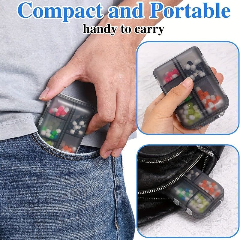 2pcs Pill Cases 4 Compartment Medicine Box Travel Size