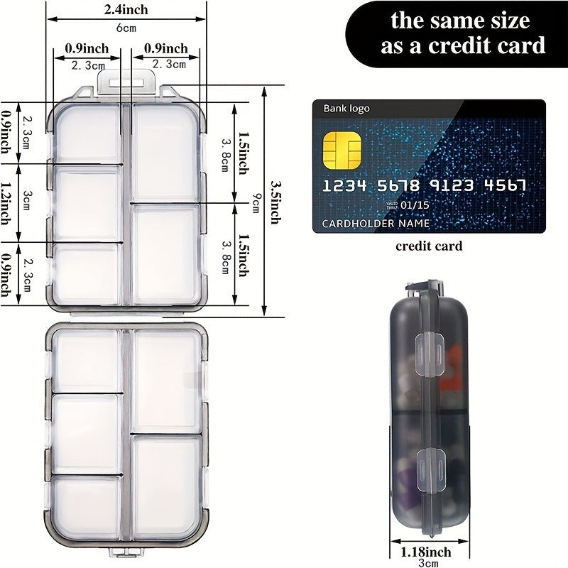 2pcs Pill Cases 4 Compartment Medicine Box Travel Size