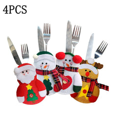 Christmas Snowman Cutlery Set Table Decoration Fork Bag Home Tableware