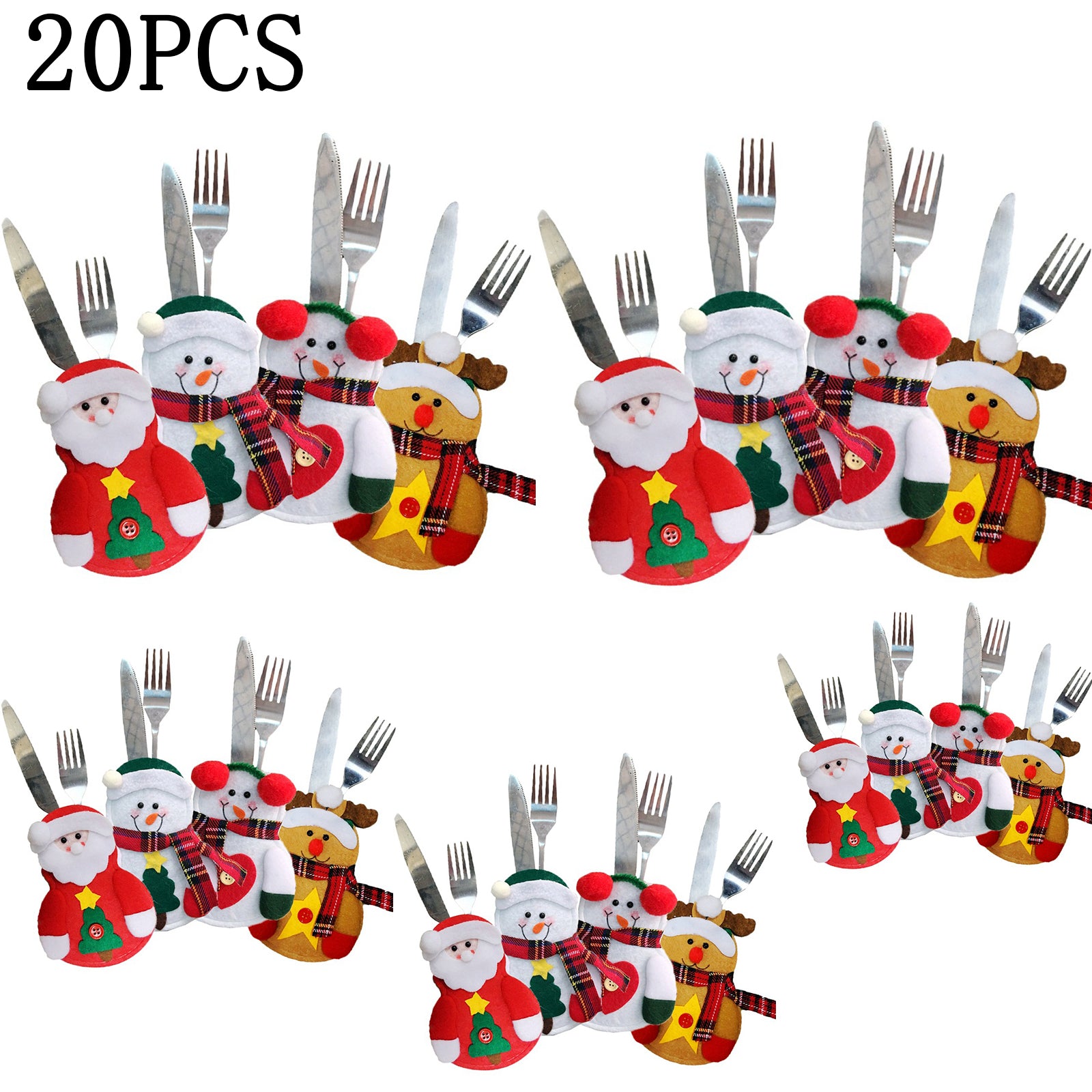 Christmas Snowman Cutlery Set Table Decoration Fork Bag Home Tableware