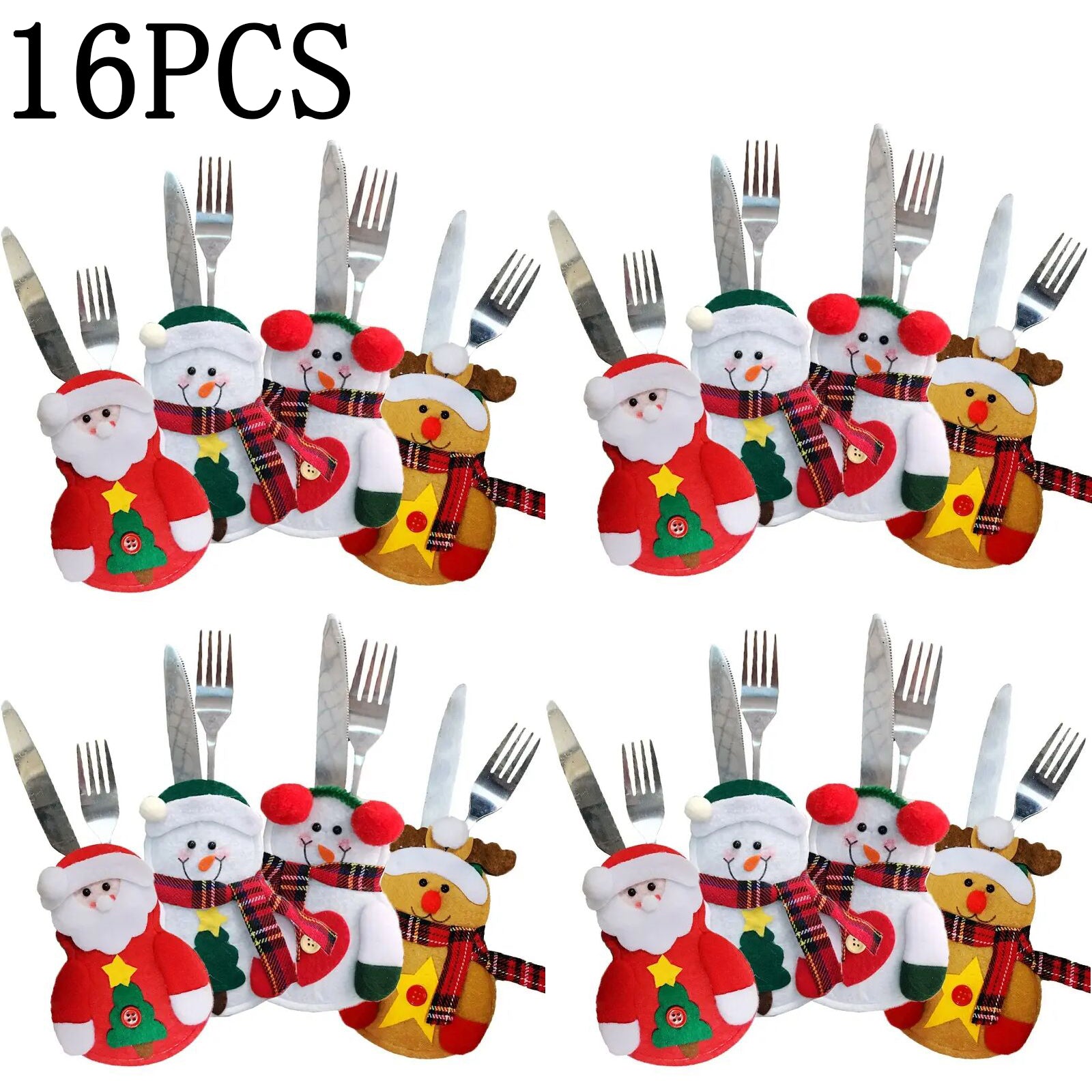 Christmas Snowman Cutlery Set Table Decoration Fork Bag Home Tableware