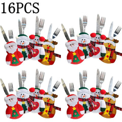 Christmas Snowman Cutlery Set Table Decoration Fork Bag Home Tableware