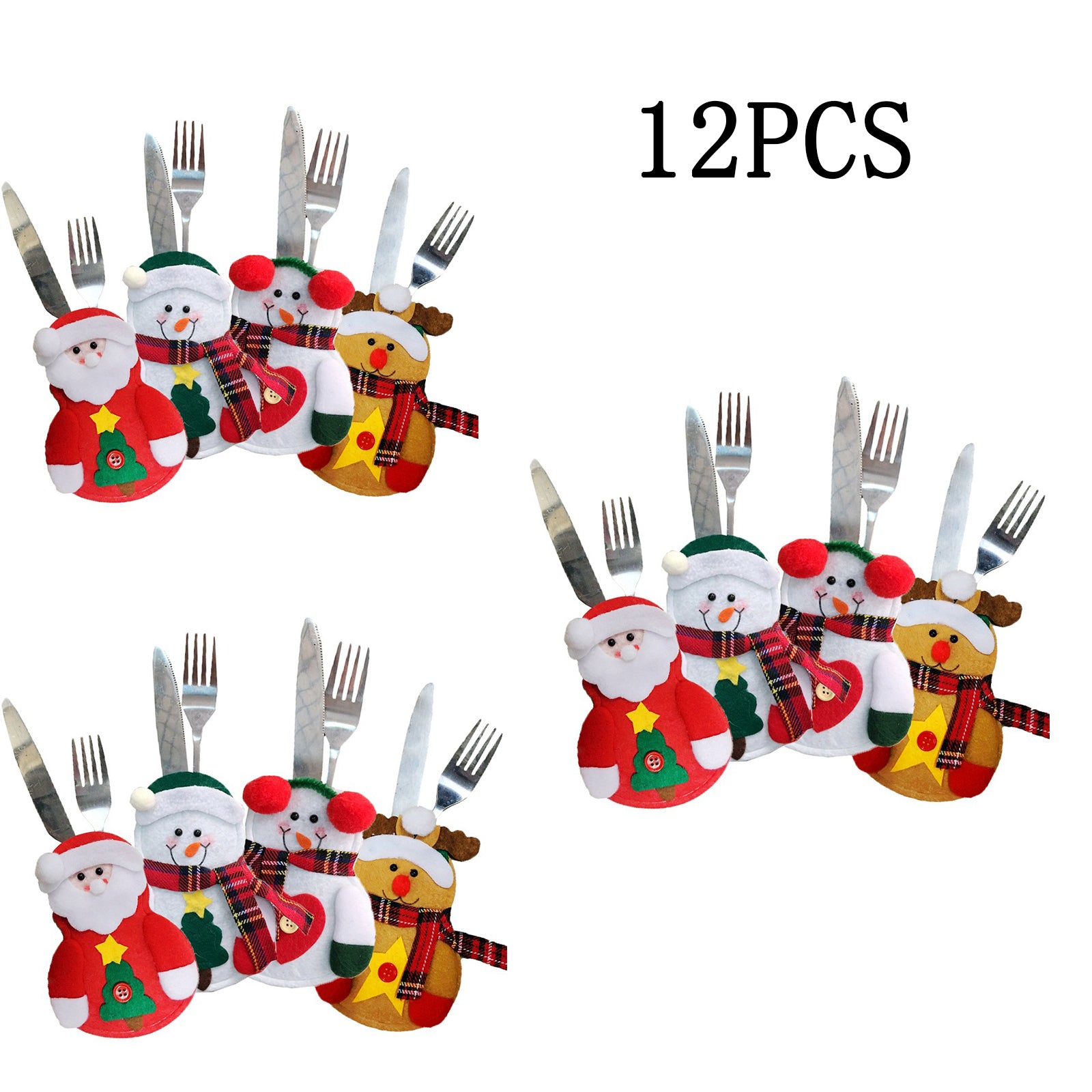 Christmas Snowman Cutlery Set Table Decoration Fork Bag Home Tableware