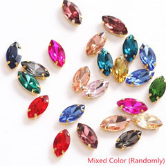 Colorful Rhinestones w/ Golden Claw for Clothes - Sew On Stones