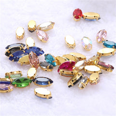 Colorful Rhinestones w/ Golden Claw for Clothes - Sew On Stones