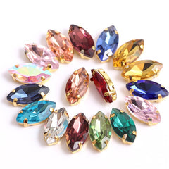 Colorful Rhinestones w/ Golden Claw for Clothes - Sew On Stones