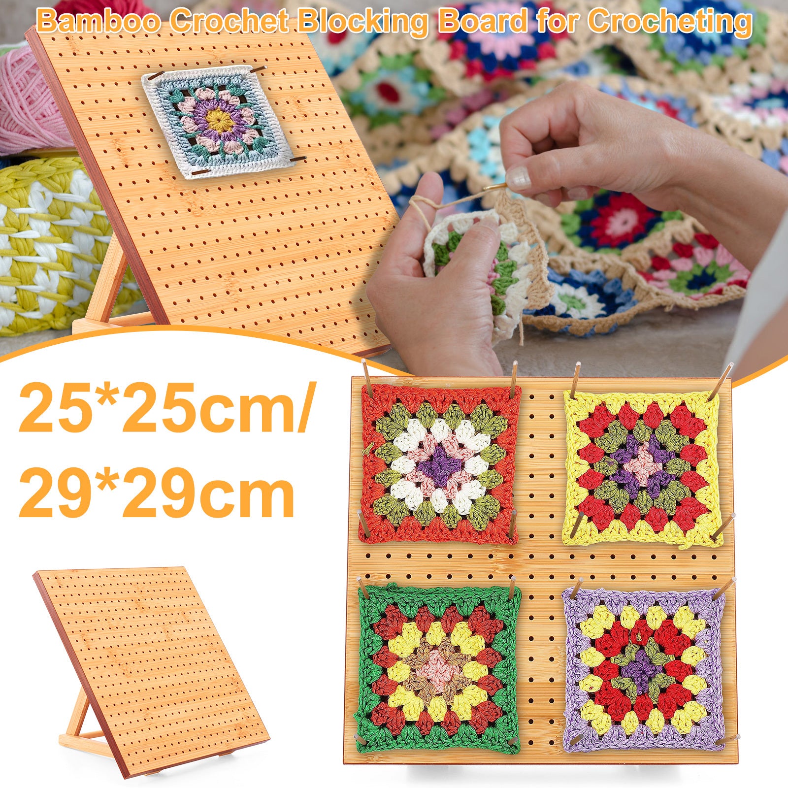 Adjustable Crochet Blocking Board Set With 20 Steel Rods