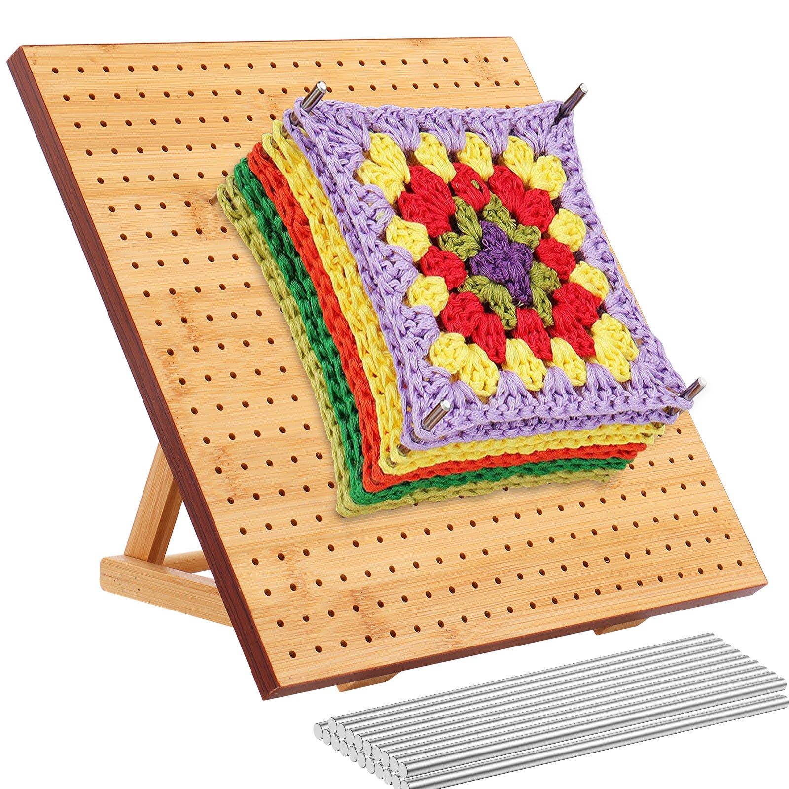 Adjustable Crochet Blocking Board Set With 20 Steel Rods