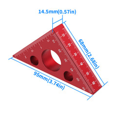 Aluminum Square Ruler Woodworking Triangle Inch and MM Scale Height Ruler