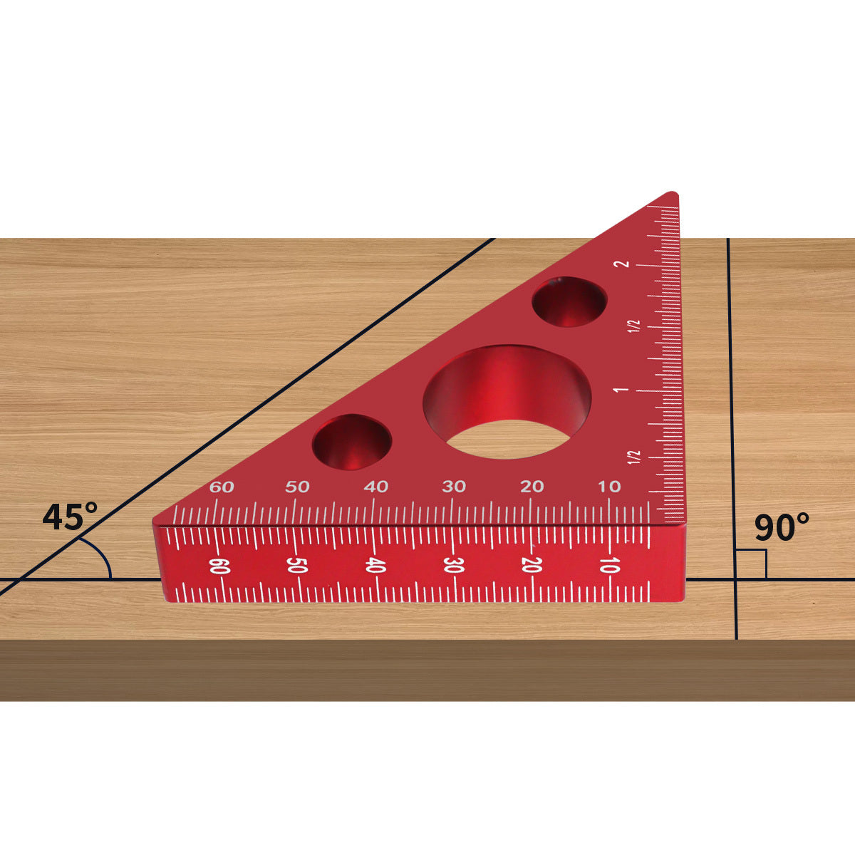 Aluminum Square Ruler Woodworking Triangle Inch and MM Scale Height Ruler