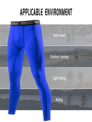 Men's Solid Bottom Leggings Active Sports Compression Pants
