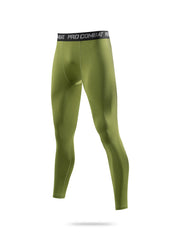 Men's Solid Bottom Leggings Active Sports Compression Pants