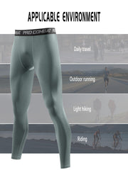 Men's Solid Bottom Leggings Active Compression Pants
