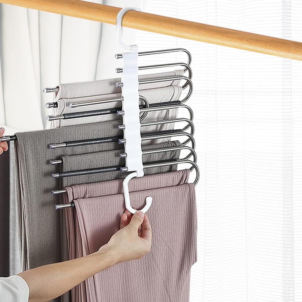 9 Layers Pants Hanger Space Saver Organizer with Hooks