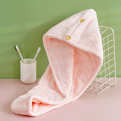 Hair Towel With Button Soft Hair Drying Cap Coral Velvet Hair Towel