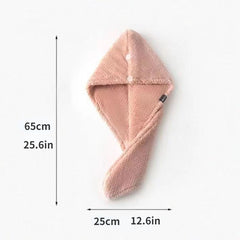 Hair Towel With Button Soft Hair Drying Cap Coral Velvet Hair Towel