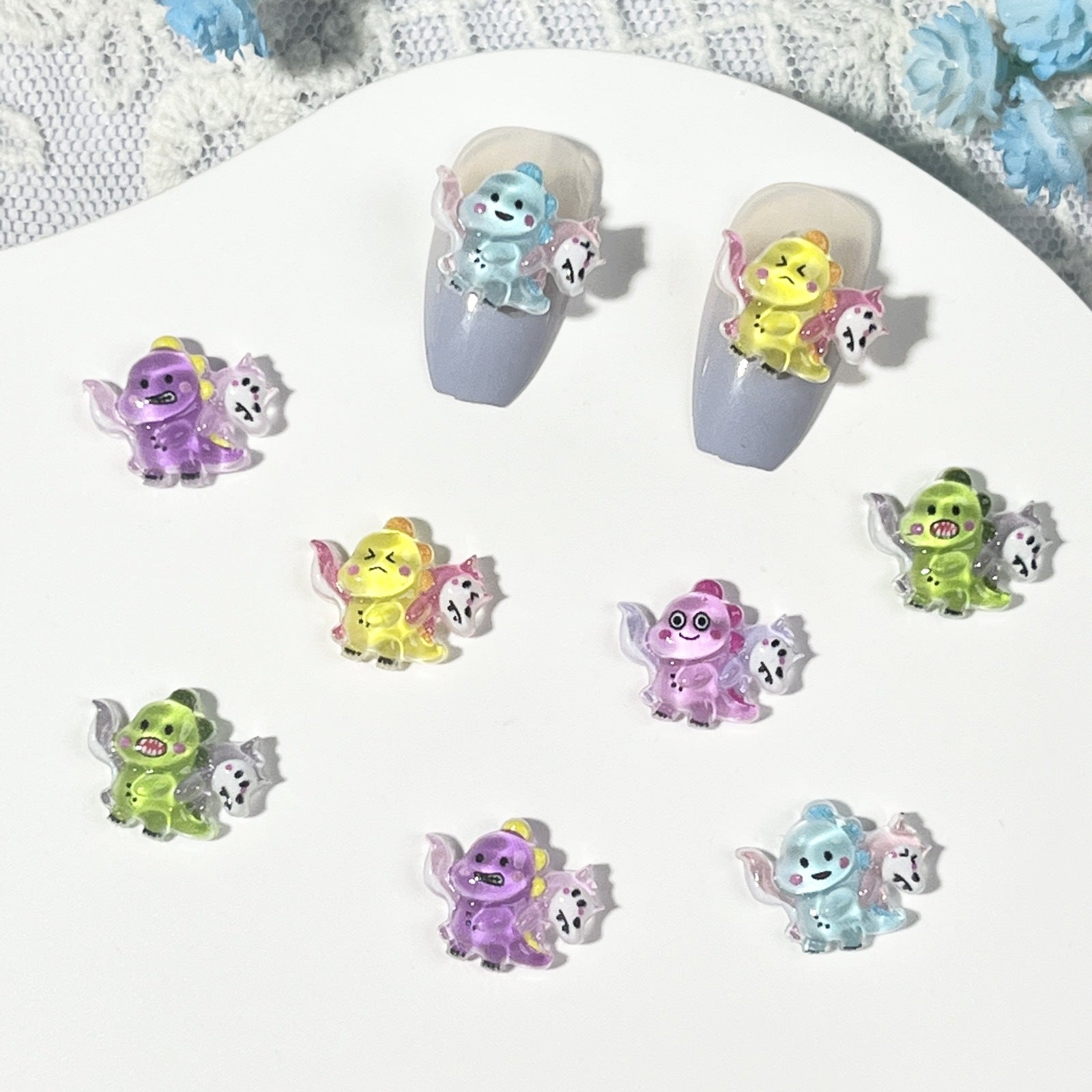 20-100pcs Dinosaur Carry Wolf Charms Nail Art Jewelry Mini Resin Accessories
