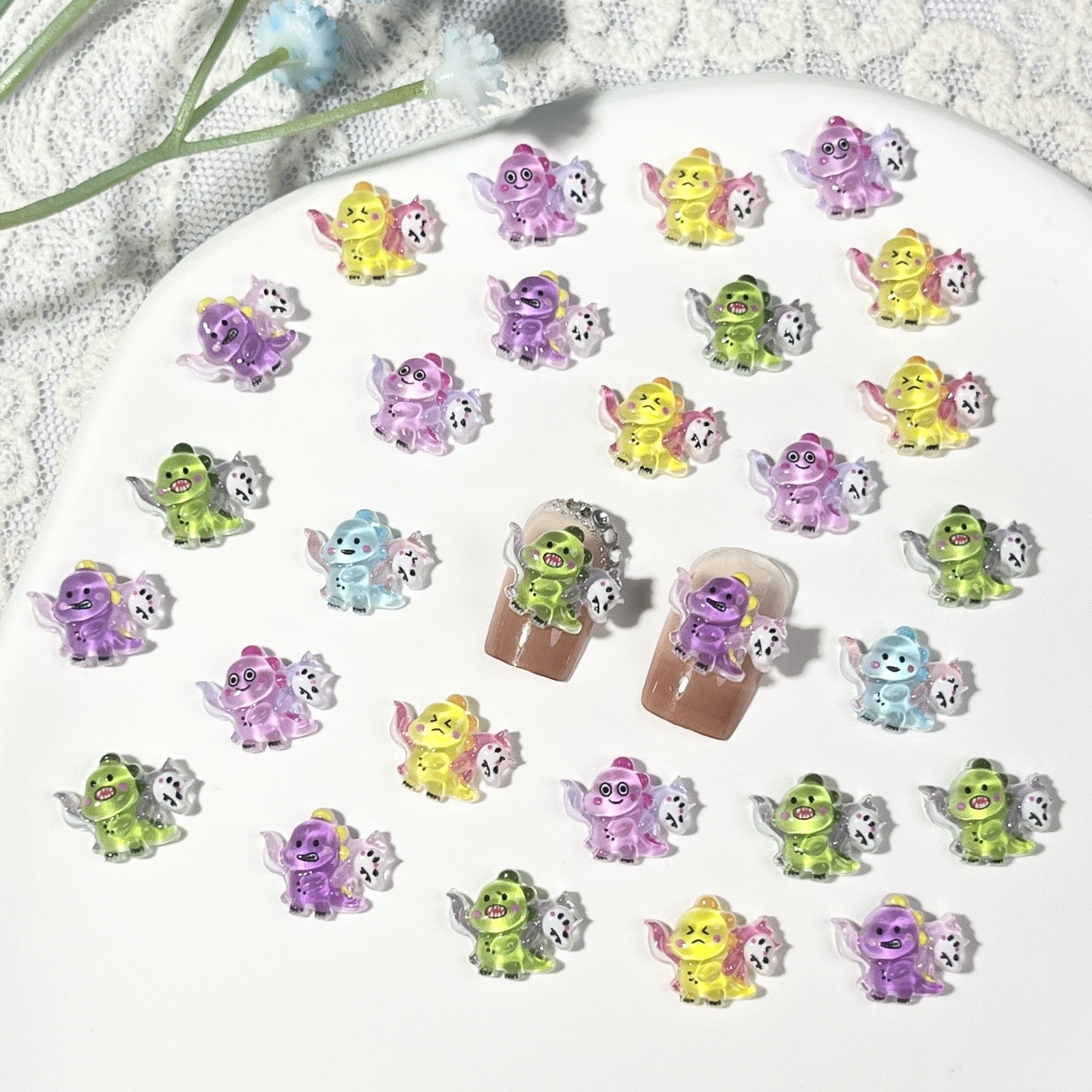 20-100pcs Dinosaur Carry Wolf Charms Nail Art Jewelry Mini Resin Accessories