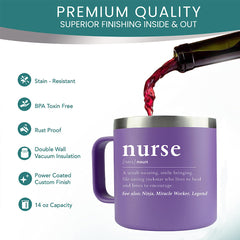 Nurse 1pc 410ml Stainless Steel Tumbler Purple Coffee Mug