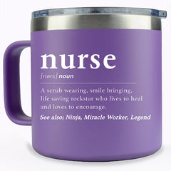 Nurse 1pc 410ml Stainless Steel Tumbler Purple Coffee Mug