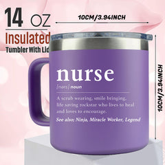 Nurse 1pc 410ml Stainless Steel Tumbler Purple Coffee Mug