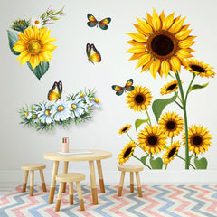 2pcs Sunflower Butterfly Wall Stickers For Home Decor