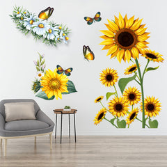 2pcs Sunflower Butterfly Wall Stickers For Home Decor