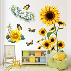 2pcs Sunflower Butterfly Wall Stickers For Home Decor