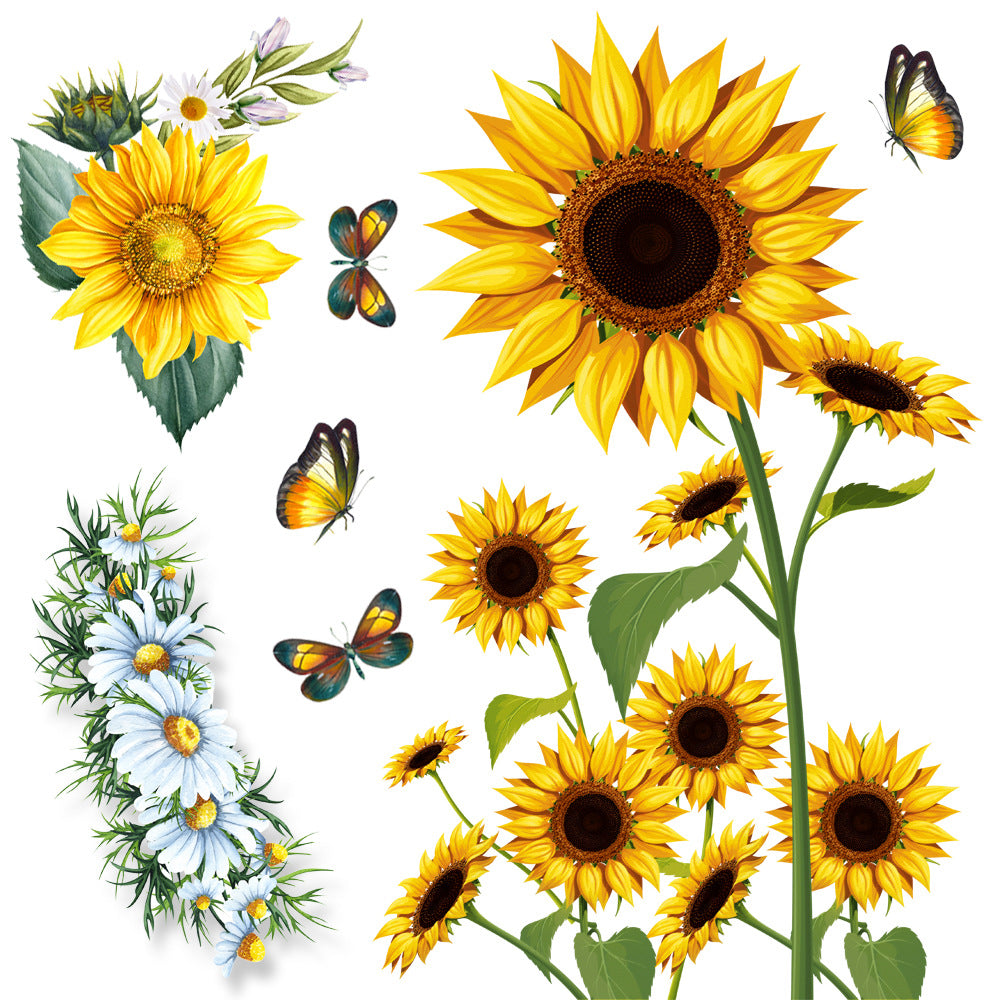 2pcs Sunflower Butterfly Wall Stickers For Home Decor