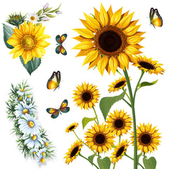 2pcs Sunflower Butterfly Wall Stickers For Home Decor