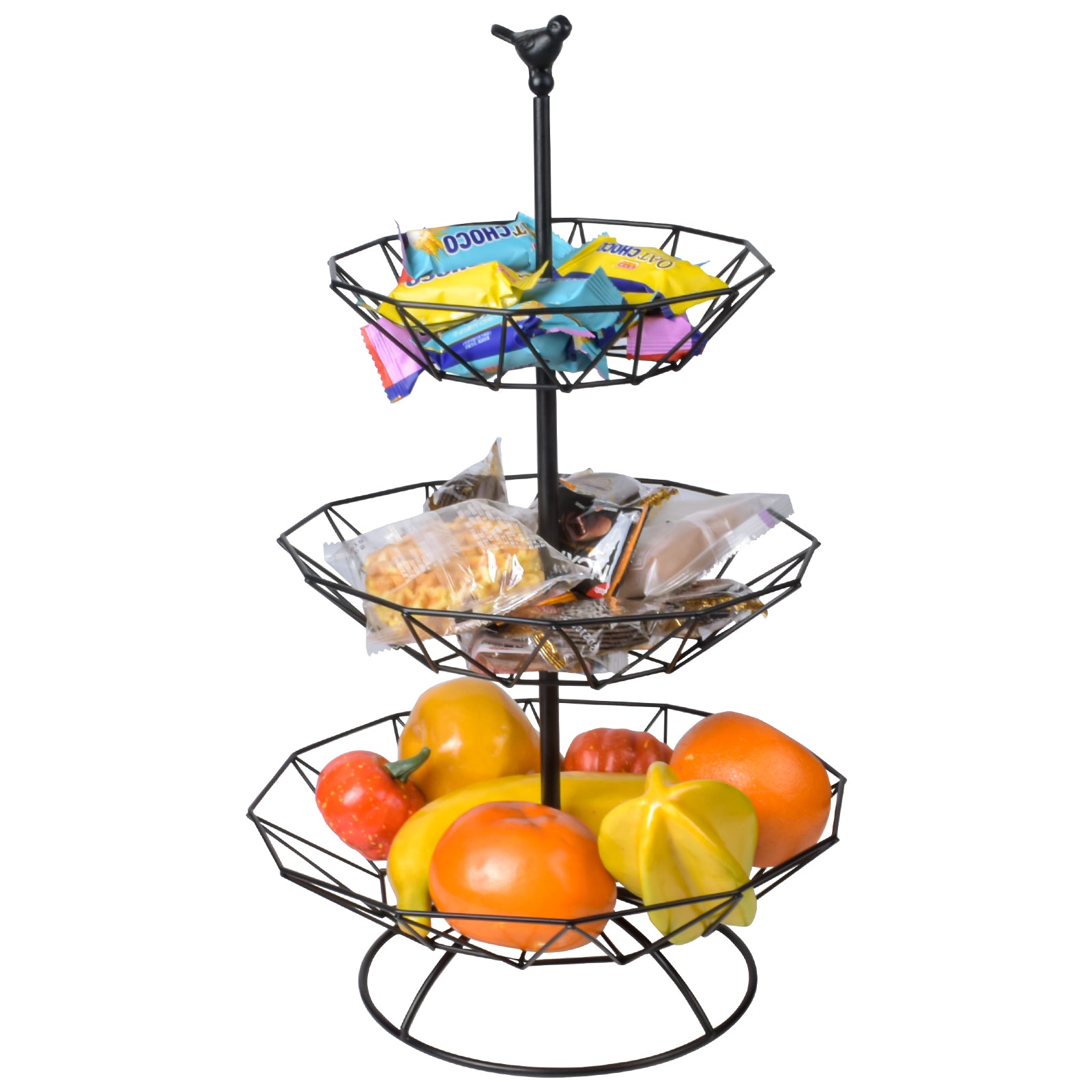 3 Tier Fruit Basket Metal Storage Rack Organizer Decorative Kitchen Display