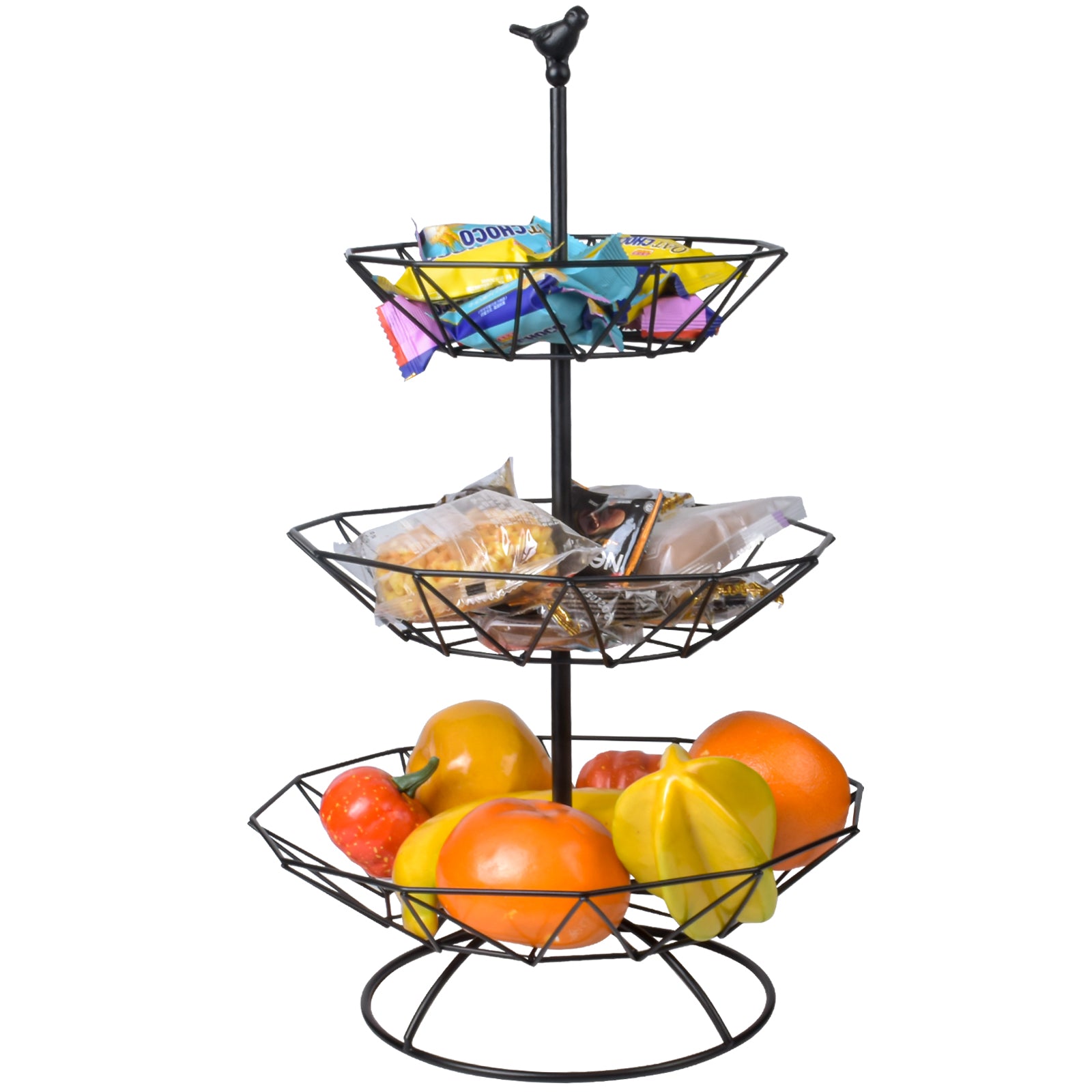 3 Tier Fruit Basket Metal Storage Rack Organizer Decorative Kitchen Display
