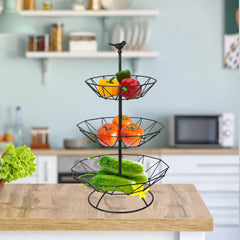 3 Tier Fruit Basket Metal Storage Rack Organizer Decorative Kitchen Display