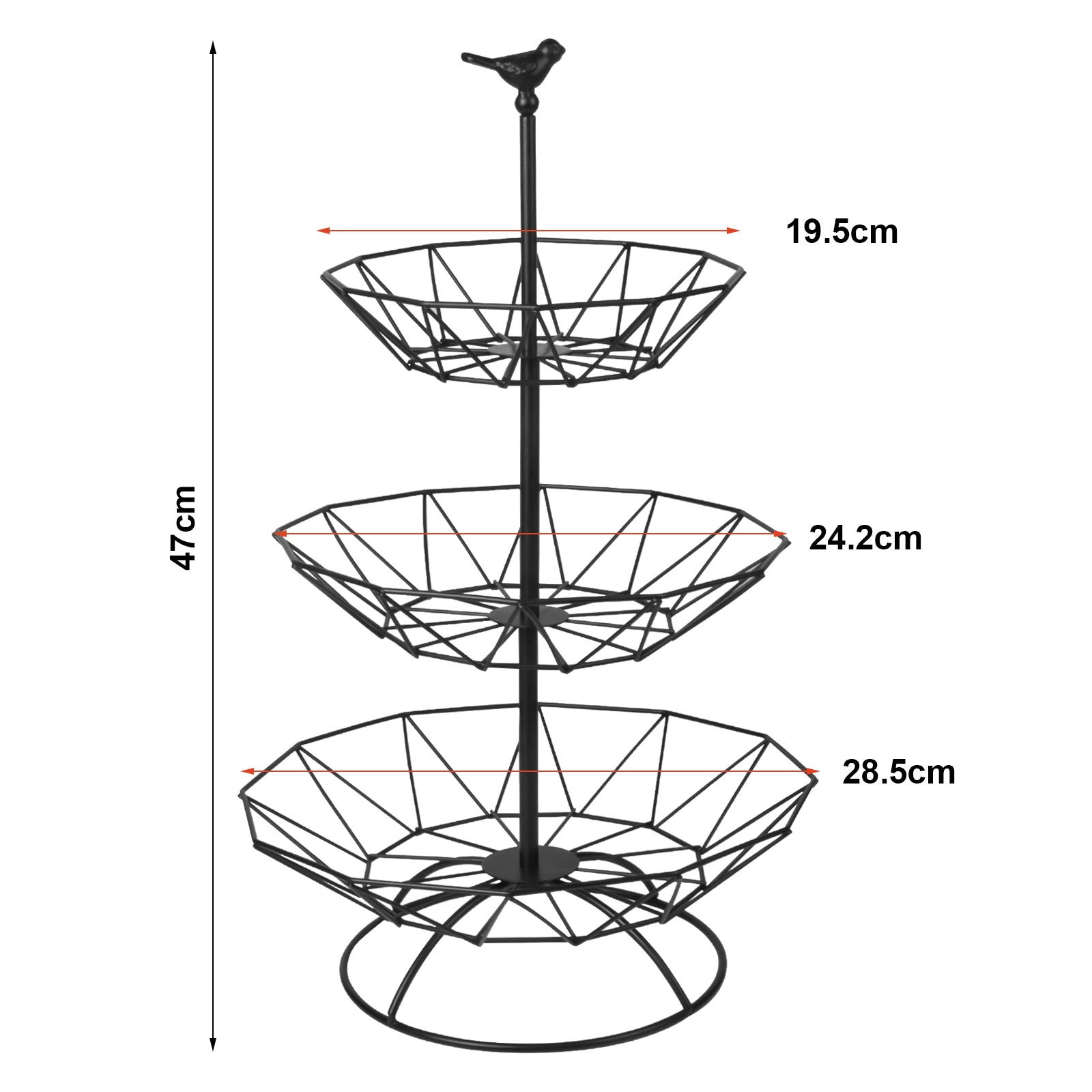 3 Tier Fruit Basket Metal Storage Rack Organizer Decorative Kitchen Display