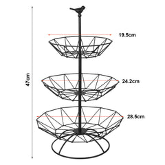 3 Tier Fruit Basket Metal Storage Rack Organizer Decorative Kitchen Display