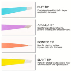4pcs Stainless Steel Tweezers Set For Ingrown Hair Removal