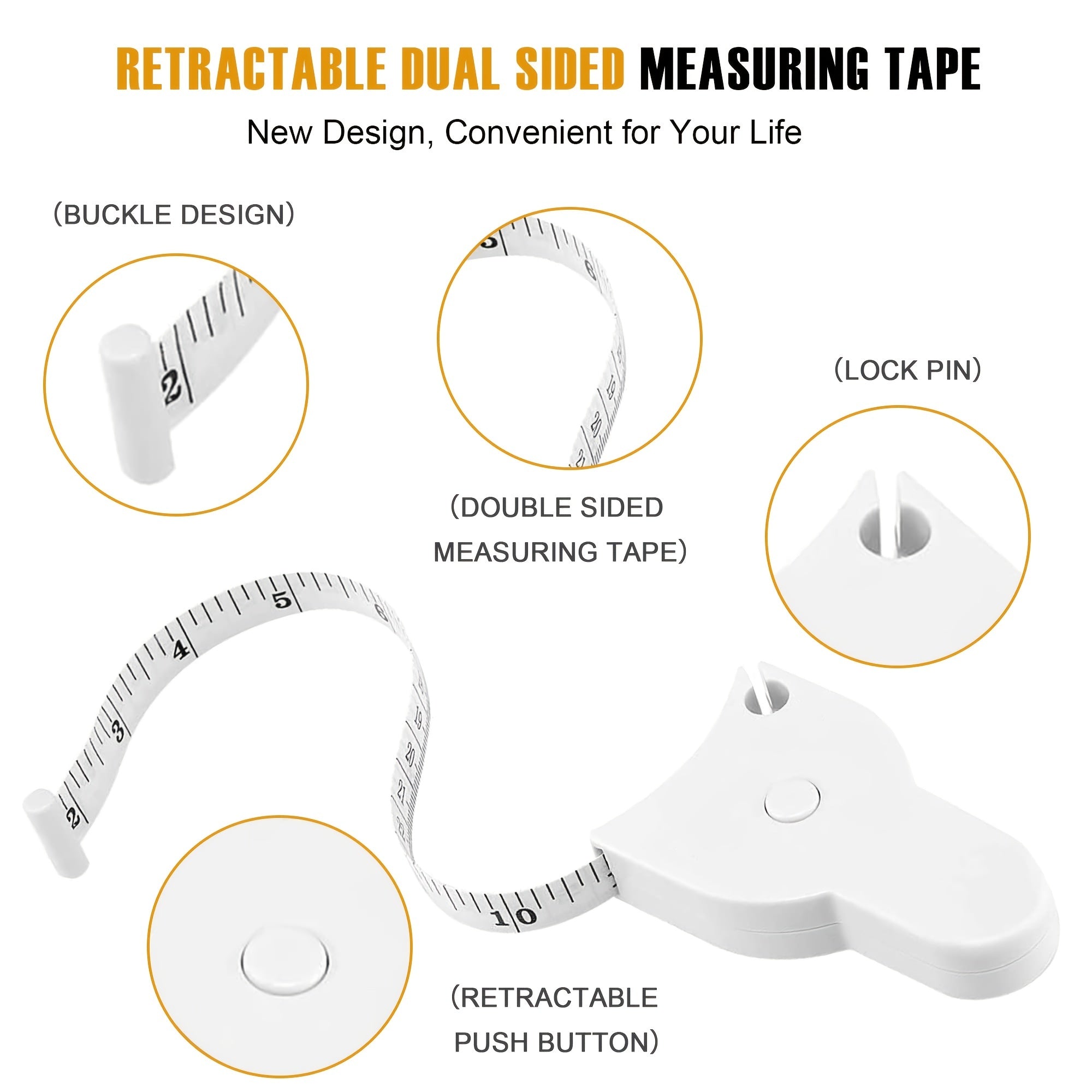 3pcs Portable Automatic Mini Tape Measure Body Retractable Telescopic Tape