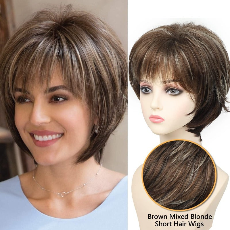 Short Hair Wig Natural Fashionable Bangs Pixie Cut Women's Straight Hair Wig