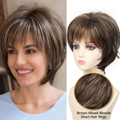 Short Hair Wig Natural Fashionable Bangs Pixie Cut Women's Straight Hair Wig