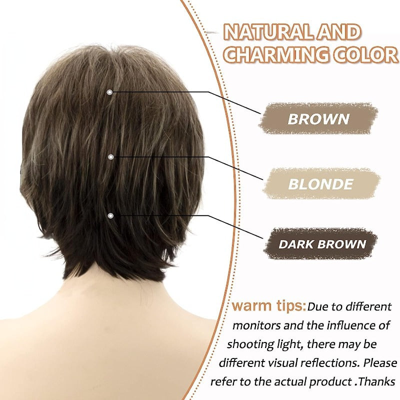 Short Hair Wig Natural Fashionable Bangs Pixie Cut Women's Straight Hair Wig