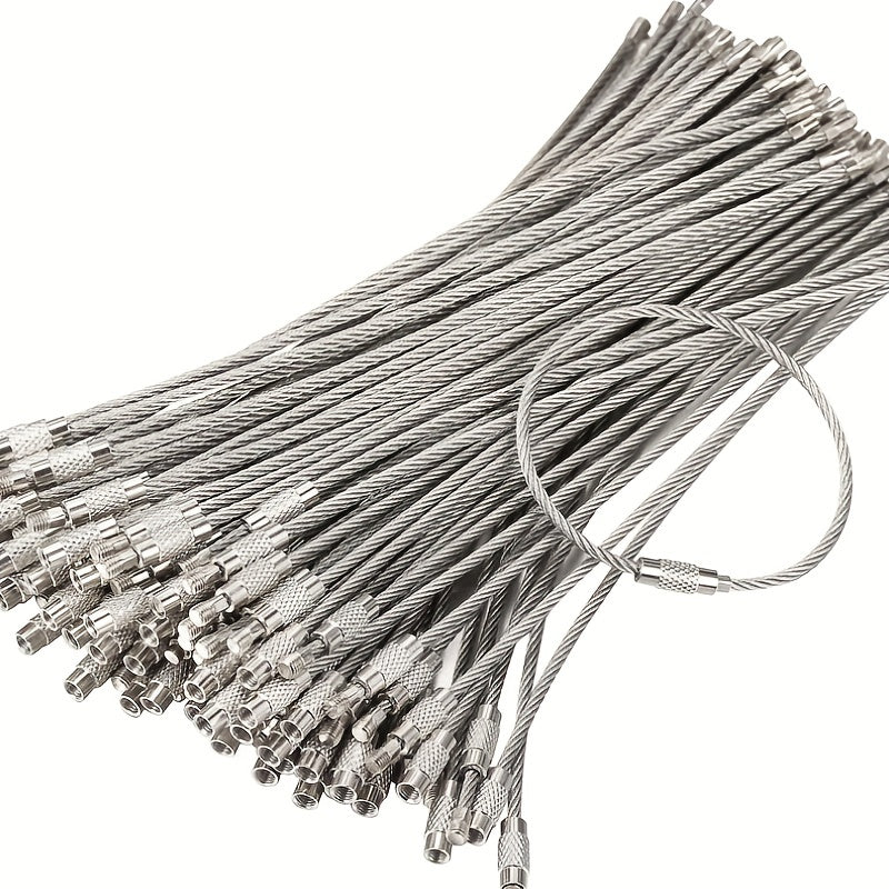 30pcs Stainless Steel Wire Keychain Cable Key Rings Loop Wire Cable Braided